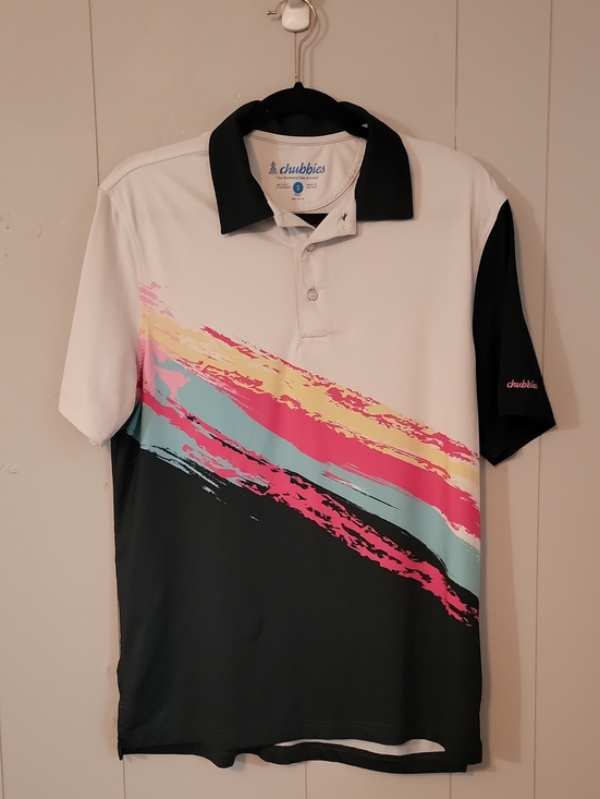 chubbies Other - Chubbies The Tennis Champ Performance Polo Shirt Mens Small White Multi Color